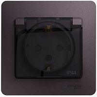 Розетка с заземлением с рамкой Systeme Electric Glossa 1-м. крышка шторки IP44 сиреневый туман картинка